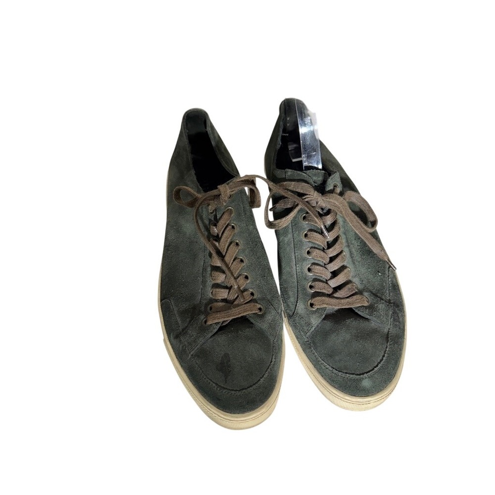 Burberry Mens Dark Green Suede Low Top Lace Up Sneakers Luxury Designer Shoes - Picture 4 of 10